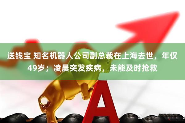 送钱宝 知名机器人公司副总裁在上海去世，年仅49岁；凌晨突发疾病，未能及时抢救